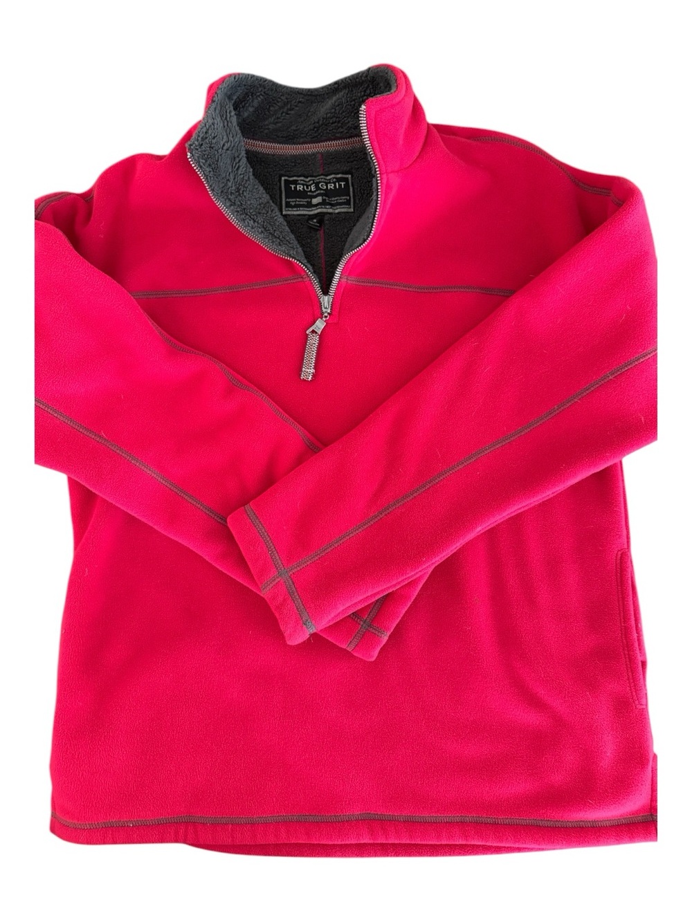 True Grit Sherpa Lined Quarter Zip Fleece – Red Pullover – Size M